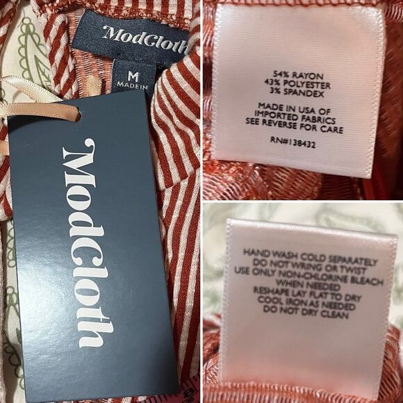 Modcloth For the Bliss of It Jumpsuit Rust Red Cream Jumpsuit Sleeveless M NWT - Picture 10 of 11